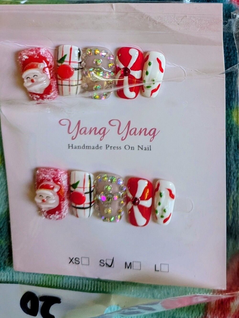 Yang Yang Handmade 3D Christmas Press-On Nails Set (Size Small)